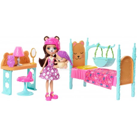 MATTEL - ENCHANTIMALS - BREN BEAR & SNORE + AKCESORIA - SŁODKA SYPIALNIA - FRH44 FRH46 MATTEL - ENCHANTIMALS - BREN BEAR & SNORE + AKCESORIA - SŁODKA SYPIALNIA - FRH44 FRH46