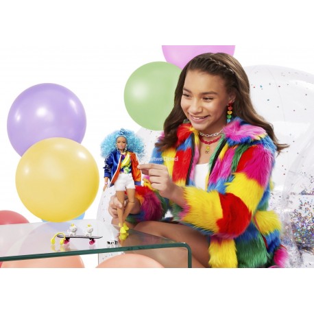 MATTEL - BARBIE EXTRA - MODNA LALKA TĘCZOWE WARKOCZYKI + ZWIERZĄTKO - GRN29 MATTEL - BARBIE EXTRA - MODNA LALKA TĘCZOWE WARKOCZYKI + ZWIERZĄTKO - GRN29